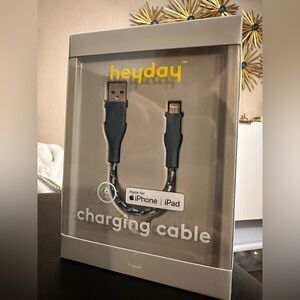 Heyday Round Charging Cable compatible with iPhone to USB-A (Blue) 6 In.